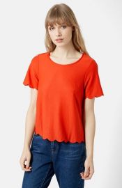 Topshop Scallop Frill Tee in Red at Nordstrom